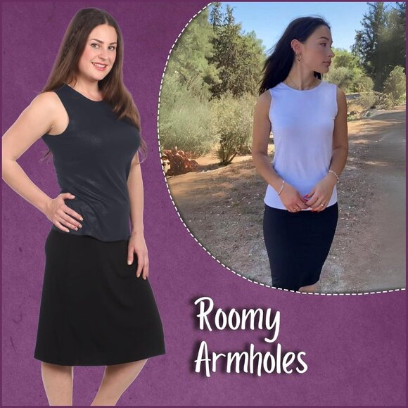 Comfortable High Neck Tank Top - Size 24 Plus, Dark Navy, Machine Washable - Picture 3 of 5